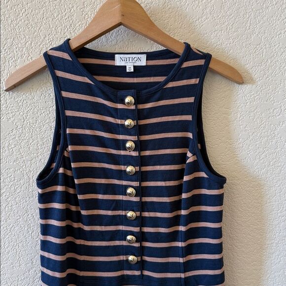 Nation LTD Navy and White Striped Mini Dress - Picture 13 of 17